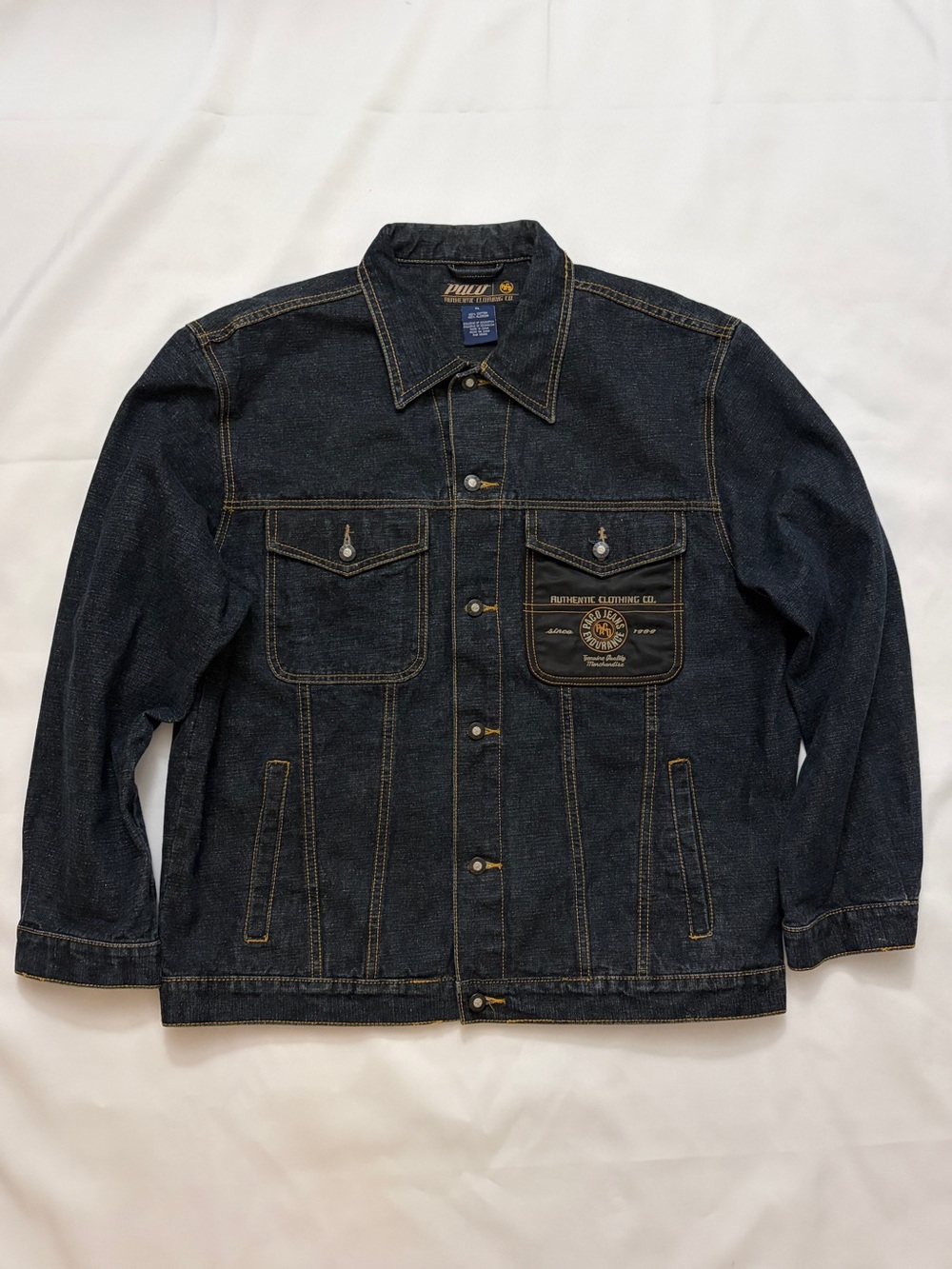 PACO Jean Jacket Denim Dark Wash Men’s Size XL Embroidered Classic Relaxed fit